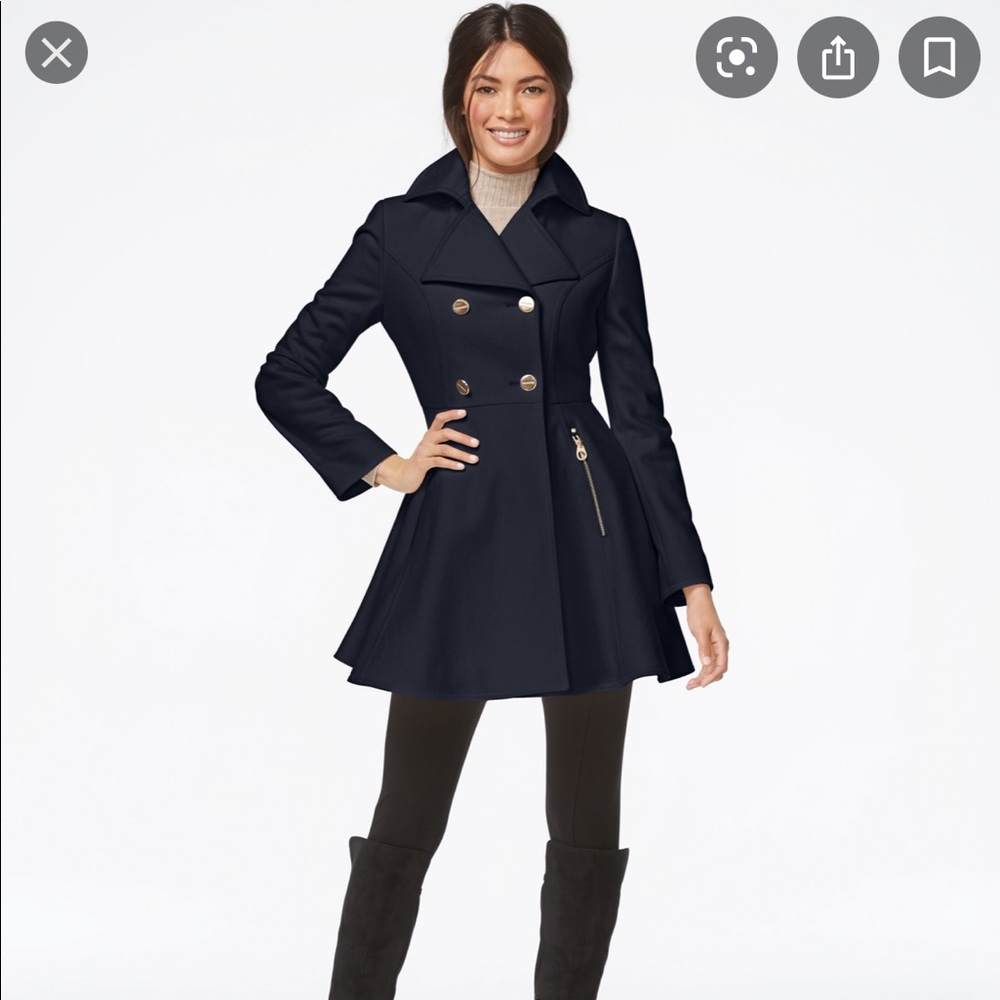 LAUNDRY DOUBLE BREASTED FIT & FLAIR COAT PEACOAT